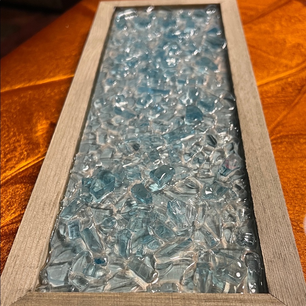 Blue Glass epoxy resin wall sign - Picture 3 of 5